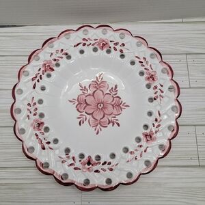 Style-Eyes Baum Bros Pink Floral Reticulated Edges 11.5" Round Decorative Plate